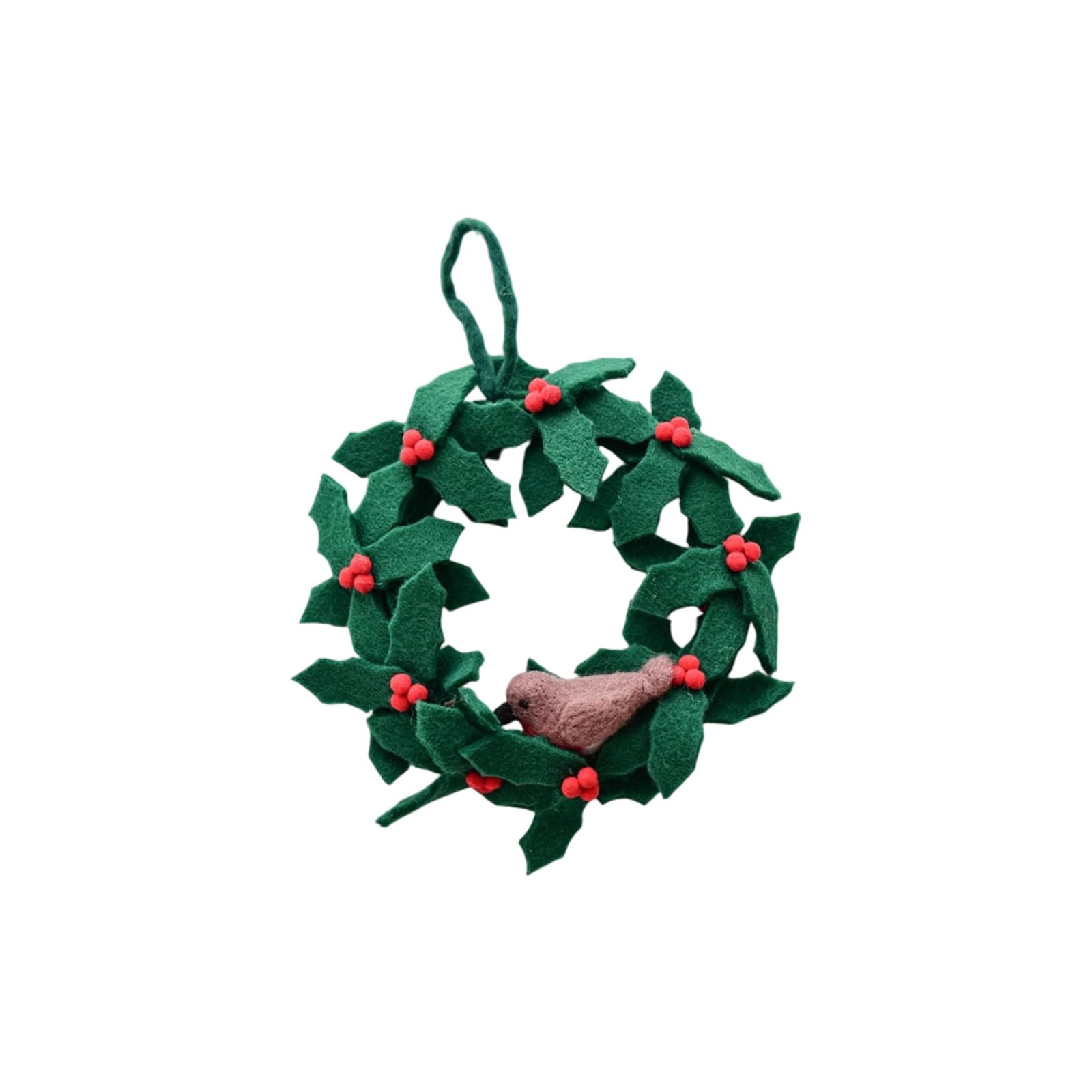 Limtula 30Cm Wool Felt Holiday Decoration Circles Seasonal Door Hanging for Family Celebration Event Robin Red Berries Foliages Garlands