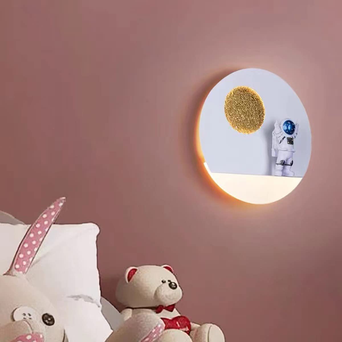 Lampada da parete LED Bambini con Telecomando, 12W Moderna Applique da Parete Astronauta Lampada da Comodino Cameretta Bambini per Ragazzi Ragazze Camera da Letto Metallo Lampada a Muro (A2)
