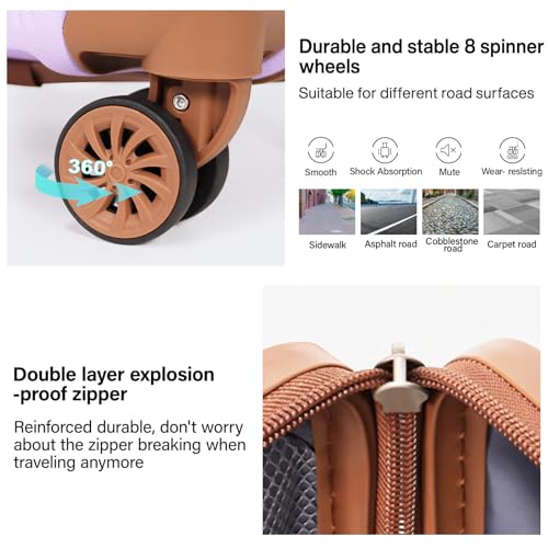 Image of Luggage Sets 3 Piece (20 /24 /28 inch)-Carry On Suitcase-Suitcase With Wheels-PC+ABS - Hardside Spinner Travel Luggage, Black, 8 Pcs Set, Hardside Luggage Sets With Spinner Wheels (PURPLE)