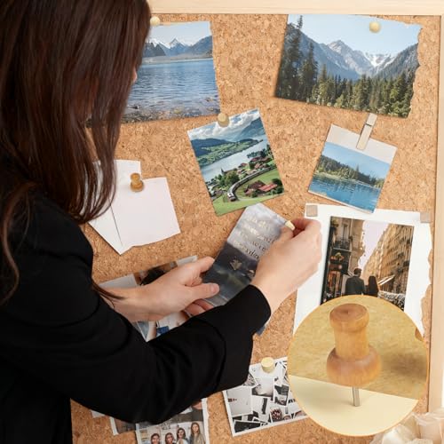 200 Stück Pinnadeln Holz, Reisszwecken mit Kunststoffbox, 7 Verschiedene Arten Von Pinnwandnadeln, Pin Nadeln für Pinnwand und Korktafeln, für Landkarte, Fotos, Handwerk zu Befestigen