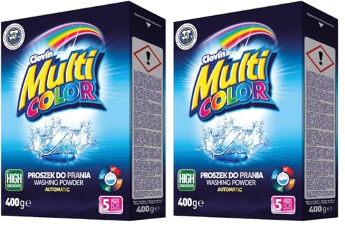 MULTICOLOR - detergente en polvo (5 Lavados) caja de detergente 400 g (Paquete de 2)