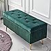 Lussuoso Velluto Imbottita Contenitore Panca,Comodi Panca Scarpiera Poggiapiedi Per Soggiorno Ingresso,Premium Decorazione Mobili Fine Letto Panca Contenitore Ottomano-Verde 100x40x45cm(39x16x18inch)