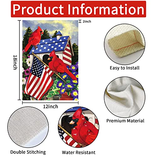 Birds Parrot Patriotic Garden Flag Usa 4Th Of July Independence Day Garden Flags 12X18 Inch Double Sided Burlap, Memorial Day Yard Banner For Outdoor Outside Decoration(Only Flag) #TOP3