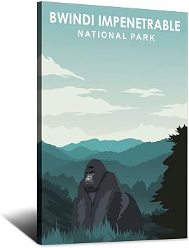 SDFSD Vintage Uganda Travel Poster Bwindi Impenetrable National Park Decorative Posters Modern Bedroom Office Family Canvas Art Poster Picture Painting Posters Wall Decor Art Gift 8x12inchs20x30cm