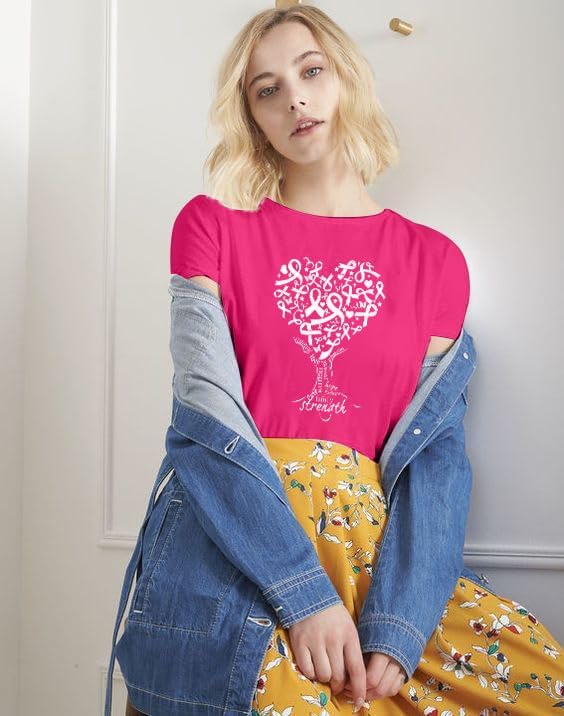 Breast Cancer Shirts for Women Pink Ribbon Breast Cancer Support Tshirts Cancer Awareness Tee Tops - Image 5