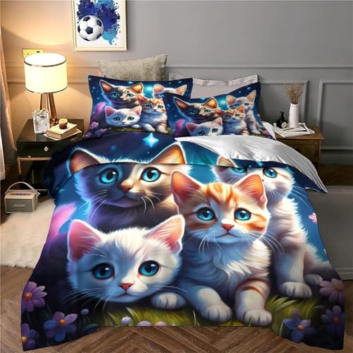 Housse de couette chatons parure de lit 3D imprimée haute densité