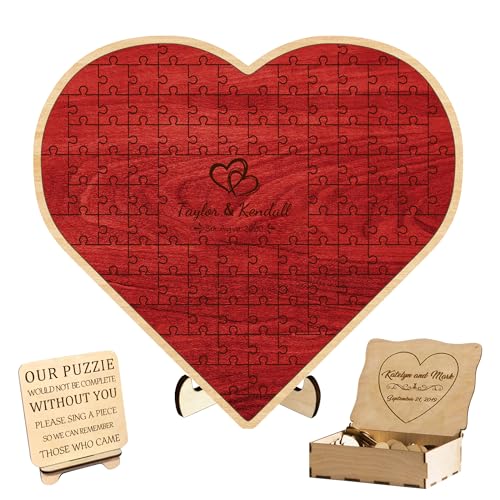 CDON 100 Piece Customized Name and Date Heart Wooden Jigsaw