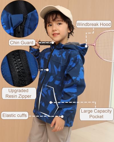 Toddler Boys Girls Fleece Lined Jacket Zip Up Hoodie, Camouflage Outerwear Windbreaker Spring Fall Jackets for Kids4