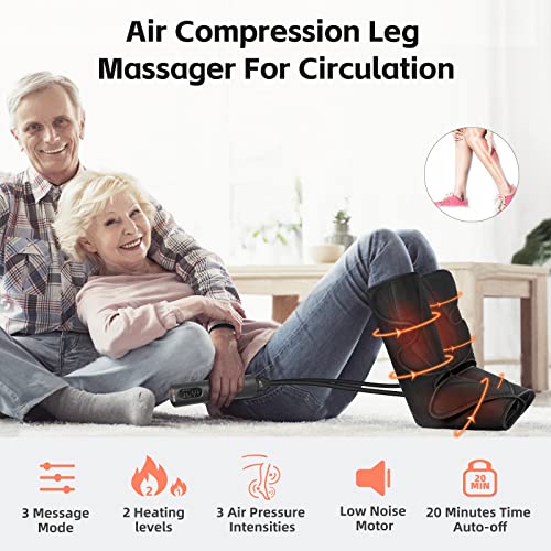 Image of SHINE WELL Leg Compression Massager, Leg Massager for Circulation and Pain Relief, Air Compression Foot and Calf Massager with Heat for Swelling, with 2 Extenders, Wellness Gift for Mom Dad Friend