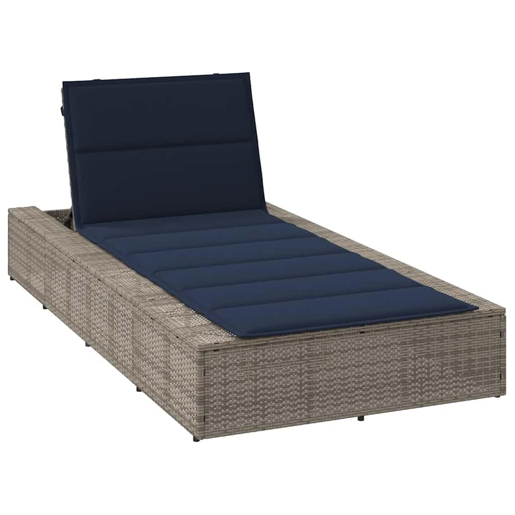 Canapé de jardin en rotin synthétique et grand bain de soleil luxueux gris