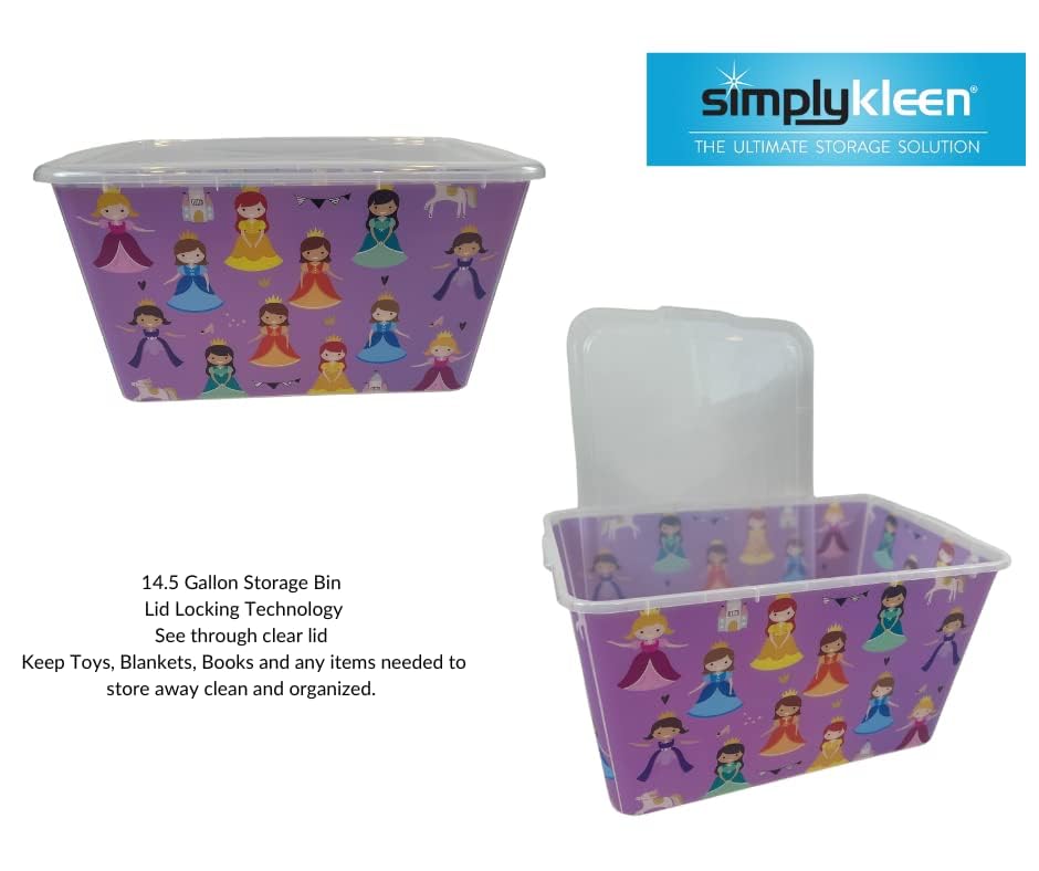 Image of SIMPLYKLEEN Storage Totes with Lids - Made in USA 14.5-Gallon (58-Quart) 4-Pack Storage Bins with Lids Plastic Storage Containers Large Storage Boxes for Organizer Princess /Clear Lid