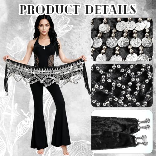 Baisdan Women's Sweet Belly Dance Hip Scarf, Belly Dance Skirt Wrap Gold Coins Costume