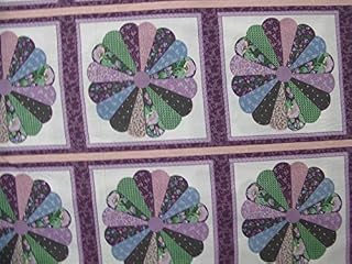 90" Wide Cheater Quilt Top Dresden Plate Purple. Fabric is Sold by The Yard and Cut to Order. for Example, Order of 1 Yard (Qty=1) is 90" x 36". Order of 3 Yards (Qty=3) is 90" x 108".