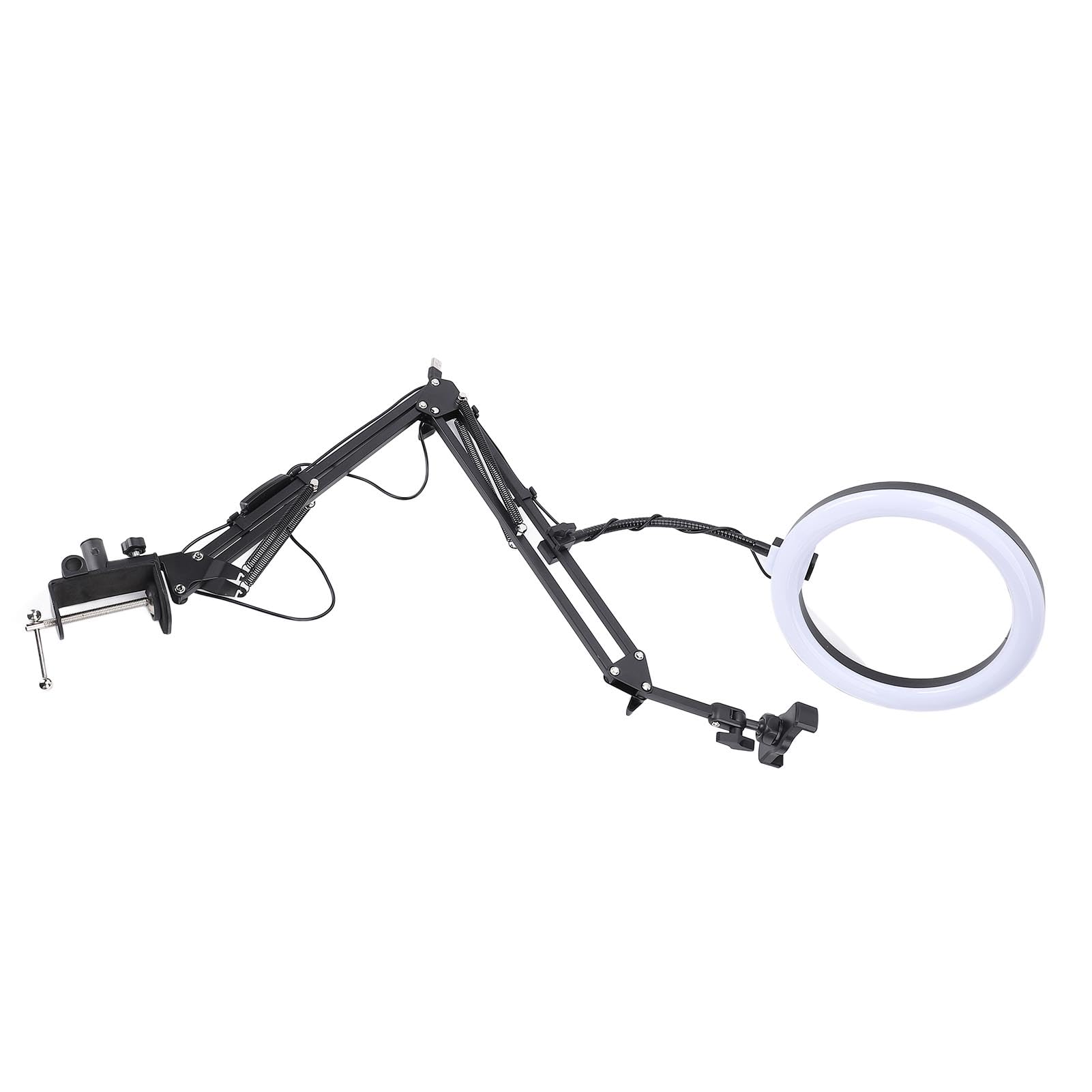 Lampa ad anello flessibile con clip per telefono, 30 opzioni di illuminazione Luce ad anello tavolo per fotografia artigianale, testa luminosa 10,24", per artigianato, fotografia di