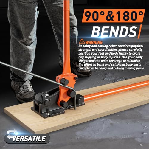 Manual Rebar Bender Rebar Cutter 2 in 1 Heavy Duty Steel Rebar Cutter and Bender with Wooden Board,Cut Bend Rebar up to 5/8Inch, Manual Bending Machine for Steel Rod,Steel Bar