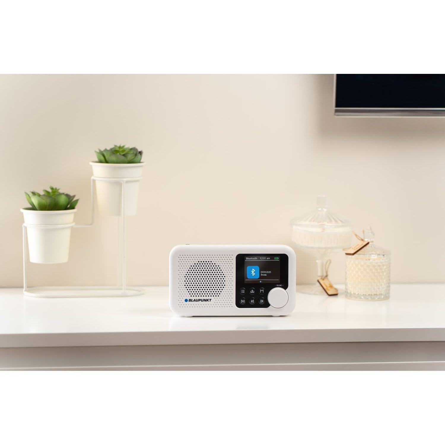 Radio portátil Blaupunkt DR8 Dab+ FM con Bluetooth | Pantalla TFT a Color | Doble Alarma | batería