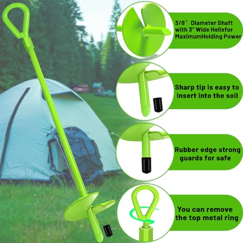 Lauyeboho 8 Pack 18″ Earth Ground Anchor,Heavy Duty Ground Anchor Swing