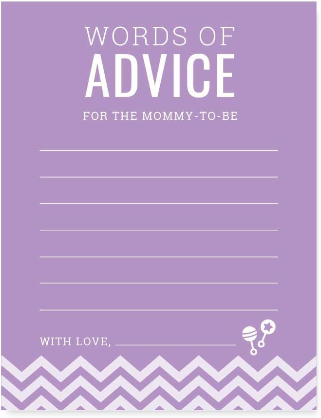 Andaz Press Lavender Chevron Girl Baby Shower Collection, Games, Activities, Decorations, Advice for the Mommy to Be Cards, 20-pack