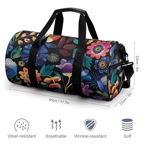 Travel Duffel Bag Weekender Bags for Men Women Large Capacity Overnight Bags Brightly Colored Flowers Travel Sports Gym Bag Canvas Carry On Tote Bags for Travel Yoga2