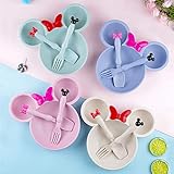 ► ECO - FREUNDLICHE PFLANZENFASERMATERIALIEN - 100% natürliches Material, Verwendung von Weizenfaser-Recyclingmaterial, kein Formaldehyd. Die Produkte sind BPA-frei, lebensmittelecht und können heiße Speisen bis 150 ° C und kalte Speisen bis -30 ° C aushalten. Dieses Kleinkind-Platten-Set ist für die Gesundheit Ihres Kindes absolut sicher.