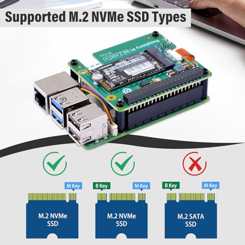 Image of GeeekPi Metal Case for Raspberry Pi 5, with Official Raspberry Pi M.2 HAT+ and Active Cooler, Support M.2 SSD 2230 /2242