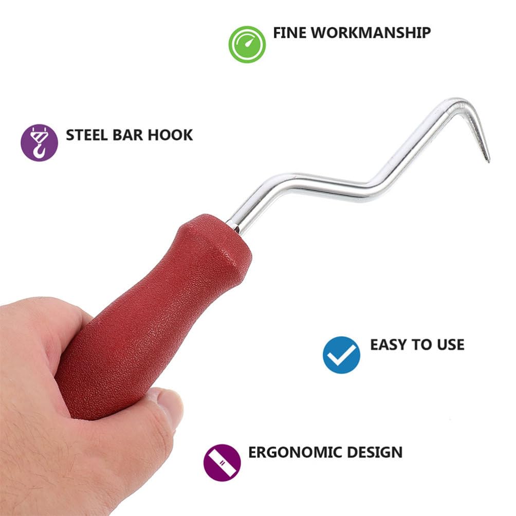 Housoutil Curved Rebar Wire Hook Curved Wire Hook Steel Wire Hook with Plastic Handle for Rebar