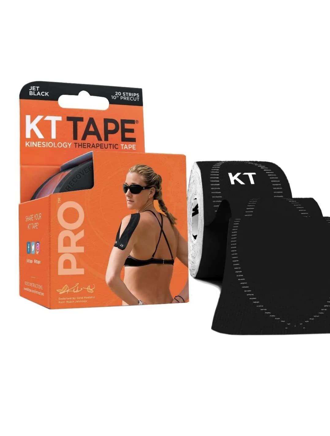 KT Tape10" PRO Black 14 Strips precut