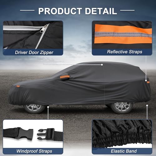 Image of X AUTOHAUX Car Cover Outdoor Waterproof Sun Rain Snow Hail Protection with Left Side Door Zipper Aluminum Film for Hyundai Tucson