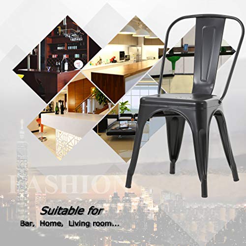 Metal Dining Chairs Set of 4 Indoor Outdoor Chairs Patio Chairs Kitchen Metal Chairs 18 Inch Seat Height Restaurant Chair Metal Stackable Chair Tolix Side Bar Chairs 330LBS Weight Capacity