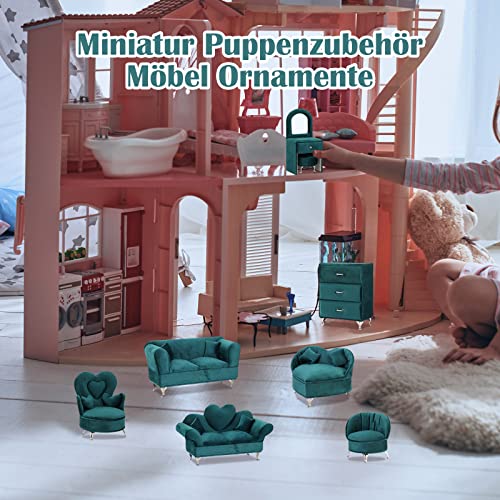 MagiDeal Miniatur Puppen Zubehör, Schmuckschatulle, Organizer, Möbel, Ornamente, Aufbewahrungsbox, Schlafzimmer, Dekoration, Schmuck, Aufbewahrungsbox für Hals, Doppelsofa 1