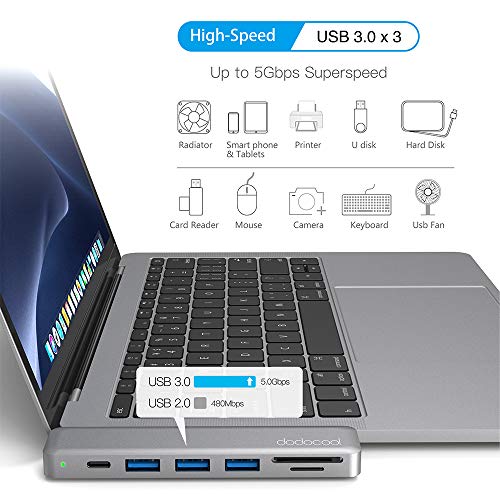 Adaptador Hub Macbook PRO USB tipo C HDMI 4k Thunderbolt 3, Cinza