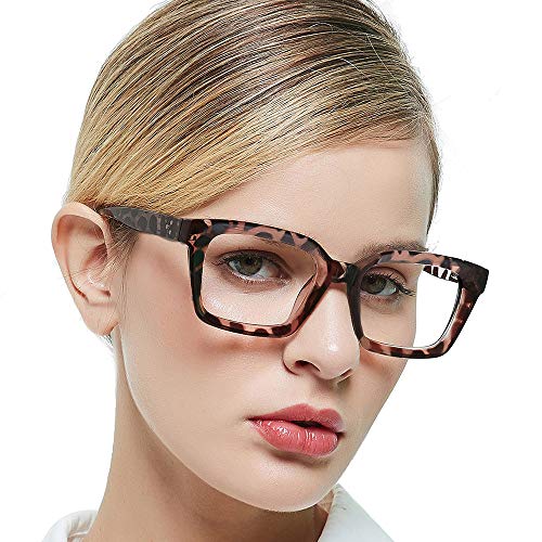 OCCI CHIARI Womens Blue Light Blocking Reading Glasses Square Readers Fashion Computer Glasses for Women Spring Hinge (Grey Tortoiseshell