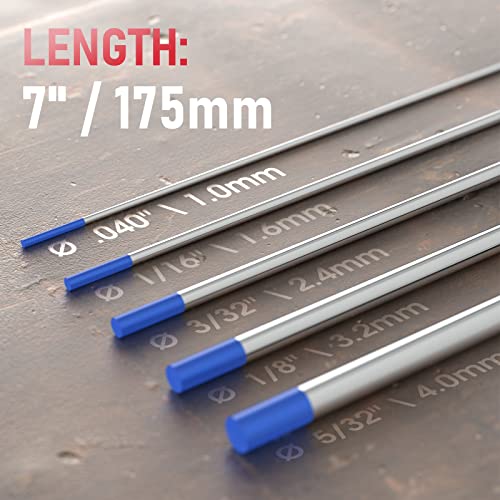 Image of YESWELDER TIG Welding Tungsten Electrode 2% Lanthanated | 10-pk .040 inch x 7 inch Blue WL20 /EWLa-2