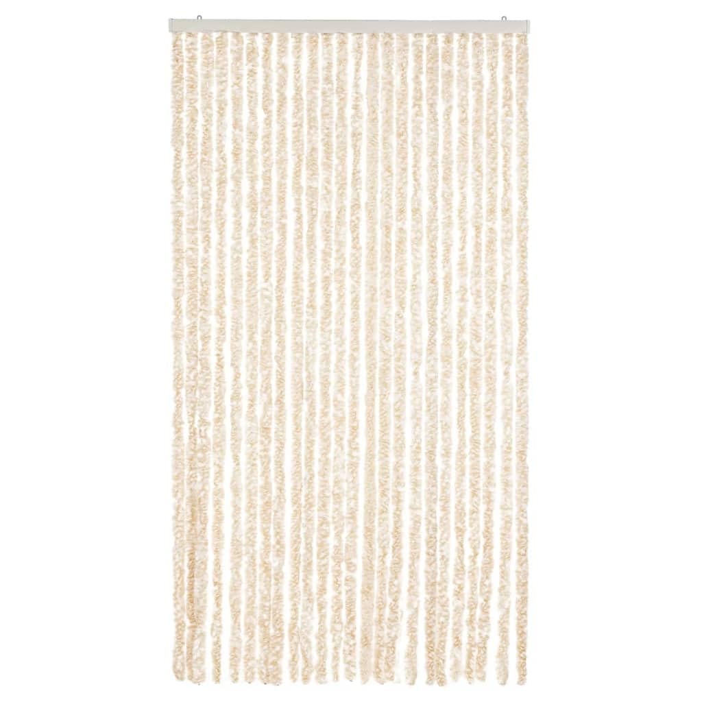 Hothingwell Zasłona przeciw muchom szenilowa 100 x 220 cm beżowo-biała