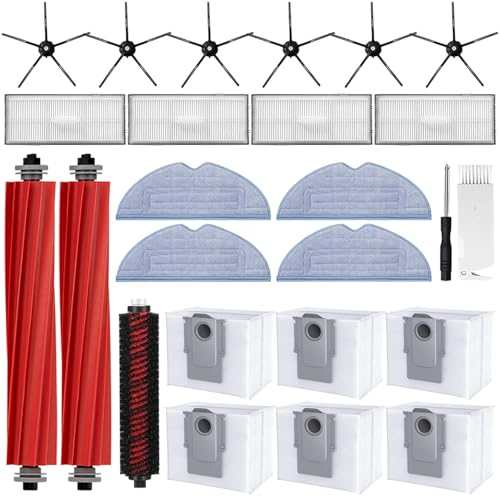 UPUPDAY Zubehör für Roborock S7 Max Ultra, S7 MaxV Ultra, Roborock S7 Pro Ultra, 2 Hauptbürste, 1 Selbstreinigende Bürst...