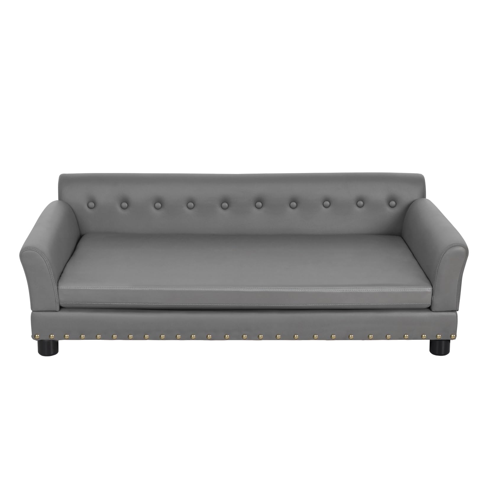 BingoPaw Sofa Perro Extra Grande y Ancho Elevada Cama de Lujo xxl para Mascotas 120x19x78cm Sillon con Pata Madera y Piel Sintetica Refrescante Irrompible Antipelo con Almohada Desmontable Impermeable