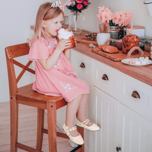 PANDANINJIA Toddler Girls Dress Shoes Pearls Bow Ballet Flats Flower Girl Shoes for Wedding Party School Communion Shoes2