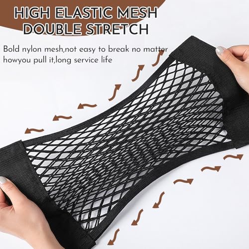 Mauepersu 4 Stück Starke Elastizität Netz Kofferraum Netztasche Auto, 40x25cm Gepäcknetz Erstreckt,Elastischer Rand hält Lasten Fester, Kfz Aufbewahrungsnetz Universal,für universal Auto/SUV aus Nylon