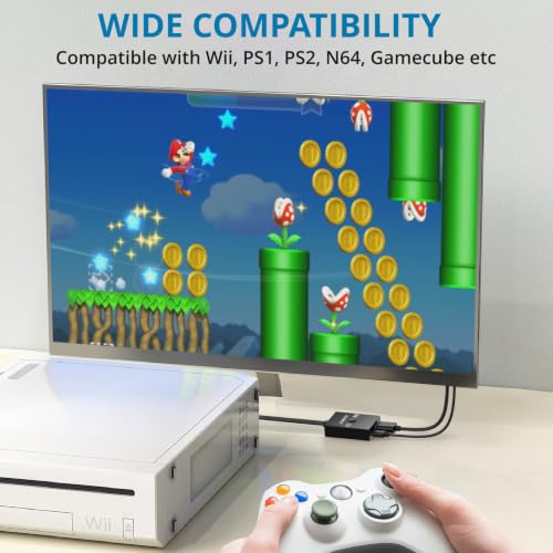 Image of AUTOUTLET RCA to HDMI Converter, AV to HDMI Adapter with 4:3 /16:9 Aspect Ratio Switch, Supports 1080P /720P, Includes 1.5ft HDMI Cable for Retro Game Consoles (PS1, PS2, Wii, N64, DVD, VHS, VCR)