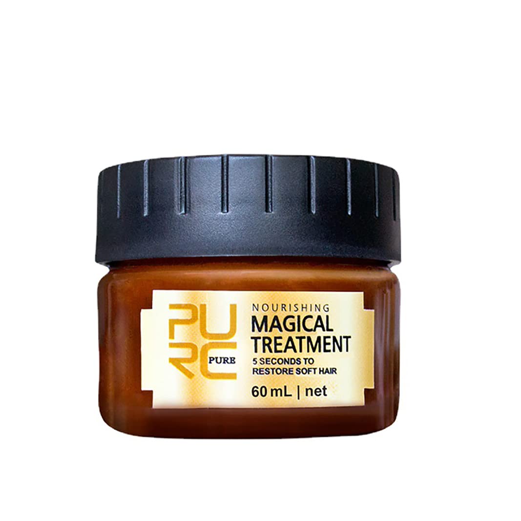 Magical Hair Treatment Mask, Advanced Molecular Keratin Hair Treatment Professtional Hair Conditioner, 5 Seconds to Restore Soft Hair, Deep Conditioner Suitable for Dry & Damaged Hair-60ml