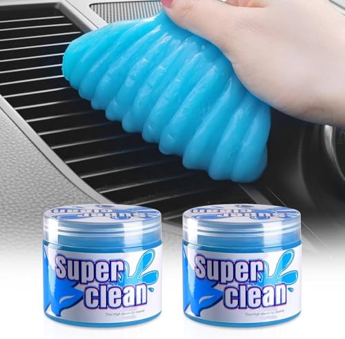 Image of UCRAVO 2 Pieces Car Cleaning Gel, Auto Detailing Slime Dust Cleaning Tools Kit, Cleaning Putty for Dash Board Crevice & Air Vent Dust, Universal Interior Cleaner for Cars, Keyboard, Laptops