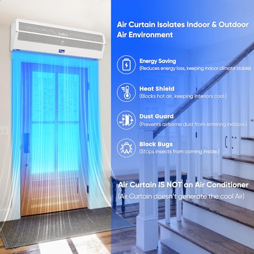 Awoco 36" Super Power 2 Speeds 1200CFM Commercial Indoor Air Curtain, UL Certified, 120V Unheated - Magnetic Door Switch Included