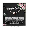 13th Birthday Gifts for Girls, Rose Gold Blush Pearl Necklace with Meaningful Message, 14K Rose Gold Filled