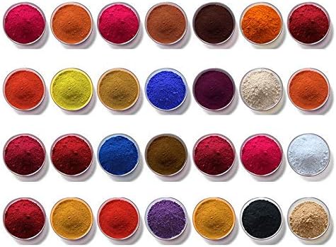 28 Assorted Sample Set Cosmetic Grade Matte Mineral Makeup Pigments Powder 0.5~2 Gram Each For Cosmetic,Lipstick,Soap Making,Candle Making, Nail Art, Resin Jewelry, Acrylic and other Craft Projects