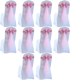 Juego de 10 elegantes bandas elásticas para sillas con lazos para bodas y fiestas, color rosa