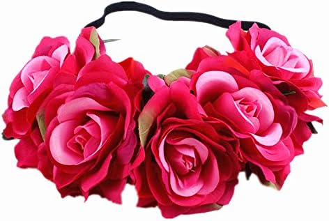 DreamLily Women's Hawaiian Stretch Rose Flower Headband Floral Crown for Garland Party BC12 - Image 2