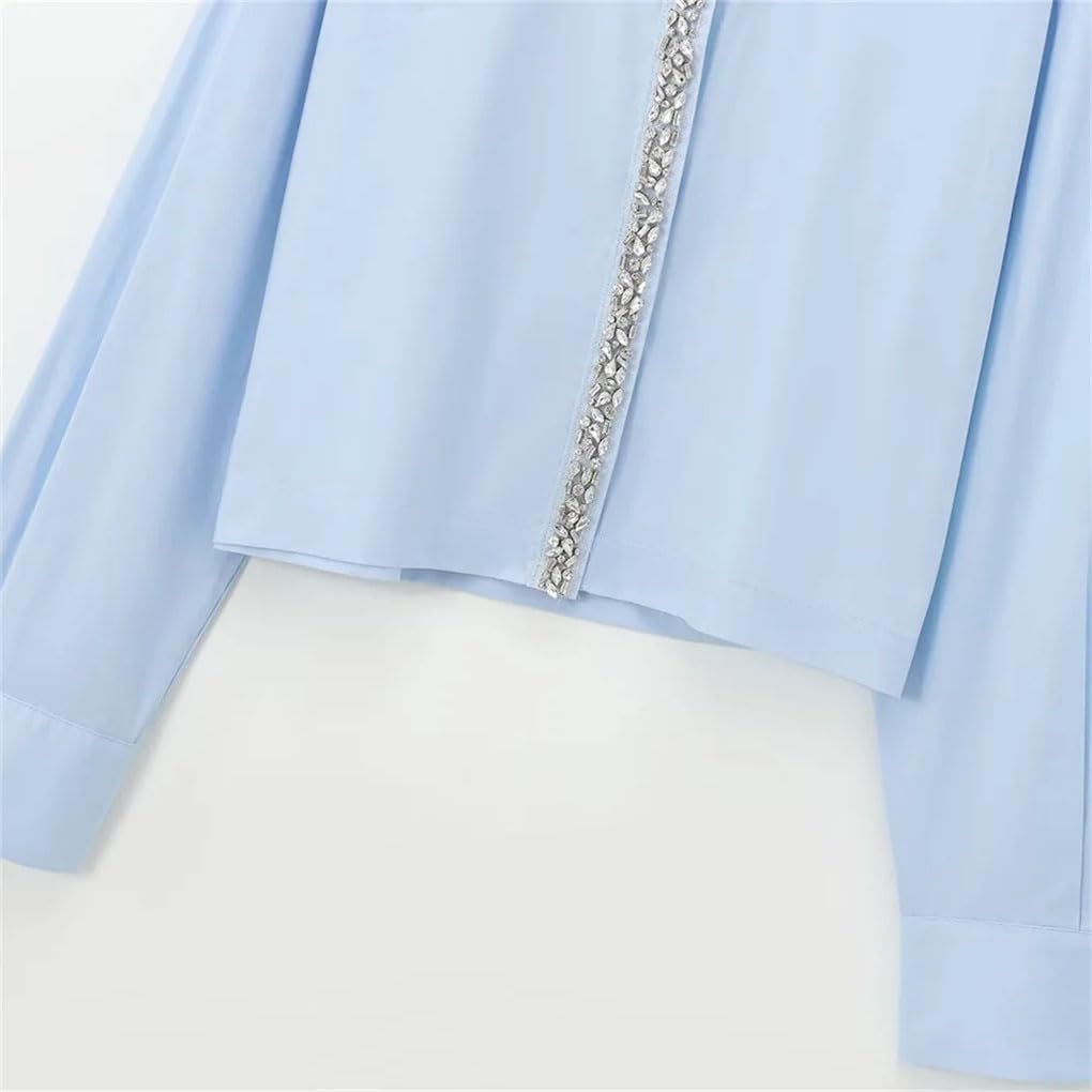 Women's Solid Color Long Sleeve Lapel Short Shirt