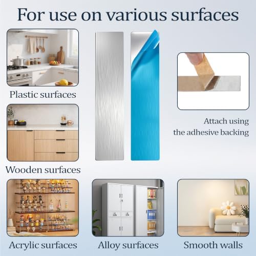Vomzyxe 20 Pcs Metal Strips, 3.54x0.71 Inches Adhesive Magnetic Strips - 4