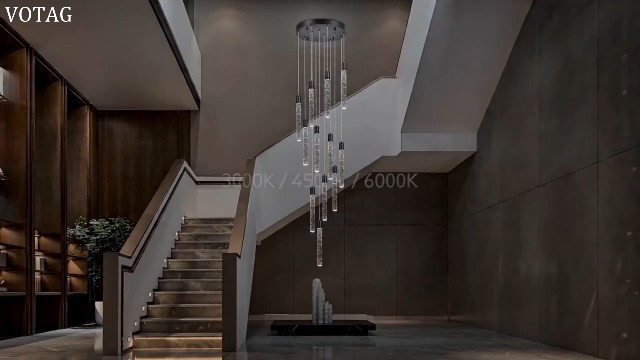 Image of 12-Lights Bubble Crystal Chandelier for Entryway High Ceiling,Black