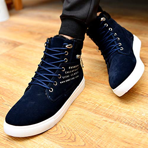 tazimall Men's High Top Suede Sneakers Casual Skate Shoes Lace Up Fur Lined Warm Shoes3